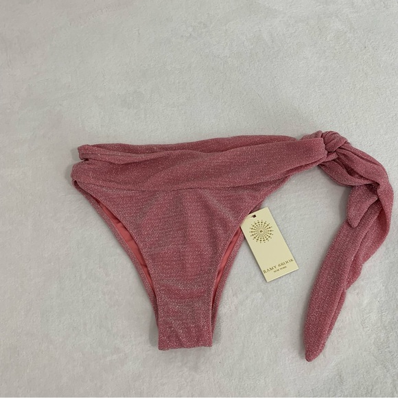 Ramy Brook Other - Ramy brook tasha pink‎ metallic side tie bikini bottoms size XS new with tags